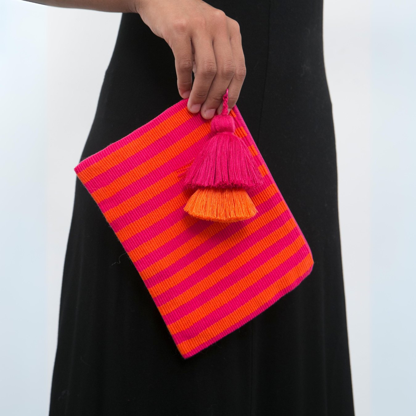 Striped Woven Everything Pouch