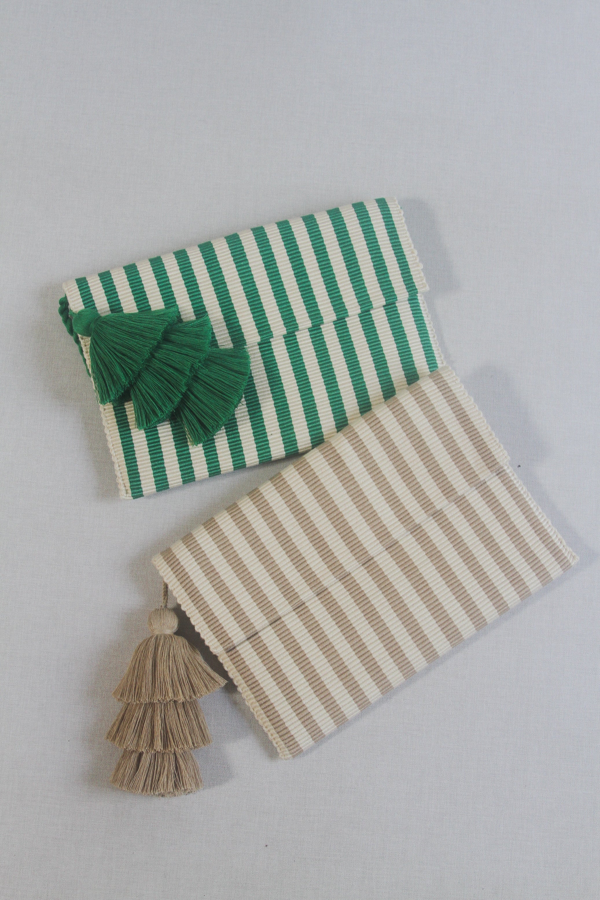 Striped Classic Tassel Clutch